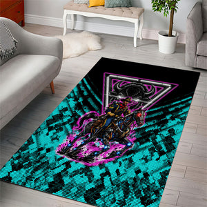Buffalo Soldiers 9th Cavalry Regiment Area Rug Cyberpunk Synthwave Neon Futuristic Graphic Art