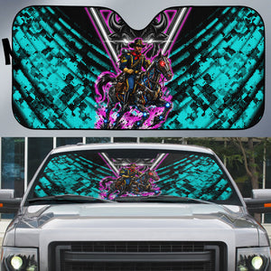 Buffalo Soldiers 9th Cavalry Regiment Auto Sun Shade Cyberpunk Synthwave Neon Futuristic Graphic Art