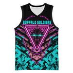 Buffalo Soldiers 9th Cavalry Regiment Basketball Jersey Cyberpunk Synthwave Neon Futuristic Graphic Art