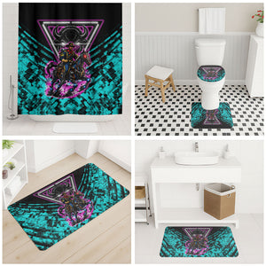 Buffalo Soldiers 9th Cavalry Regiment Bathroom Set Cyberpunk Synthwave Neon Futuristic Graphic Art