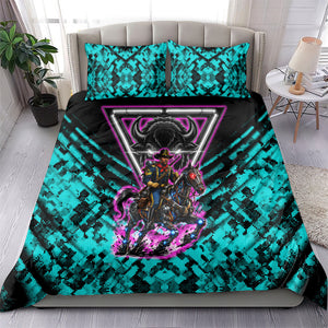 Buffalo Soldiers 9th Cavalry Regiment Bedding Set Cyberpunk Synthwave Neon Futuristic Graphic Art