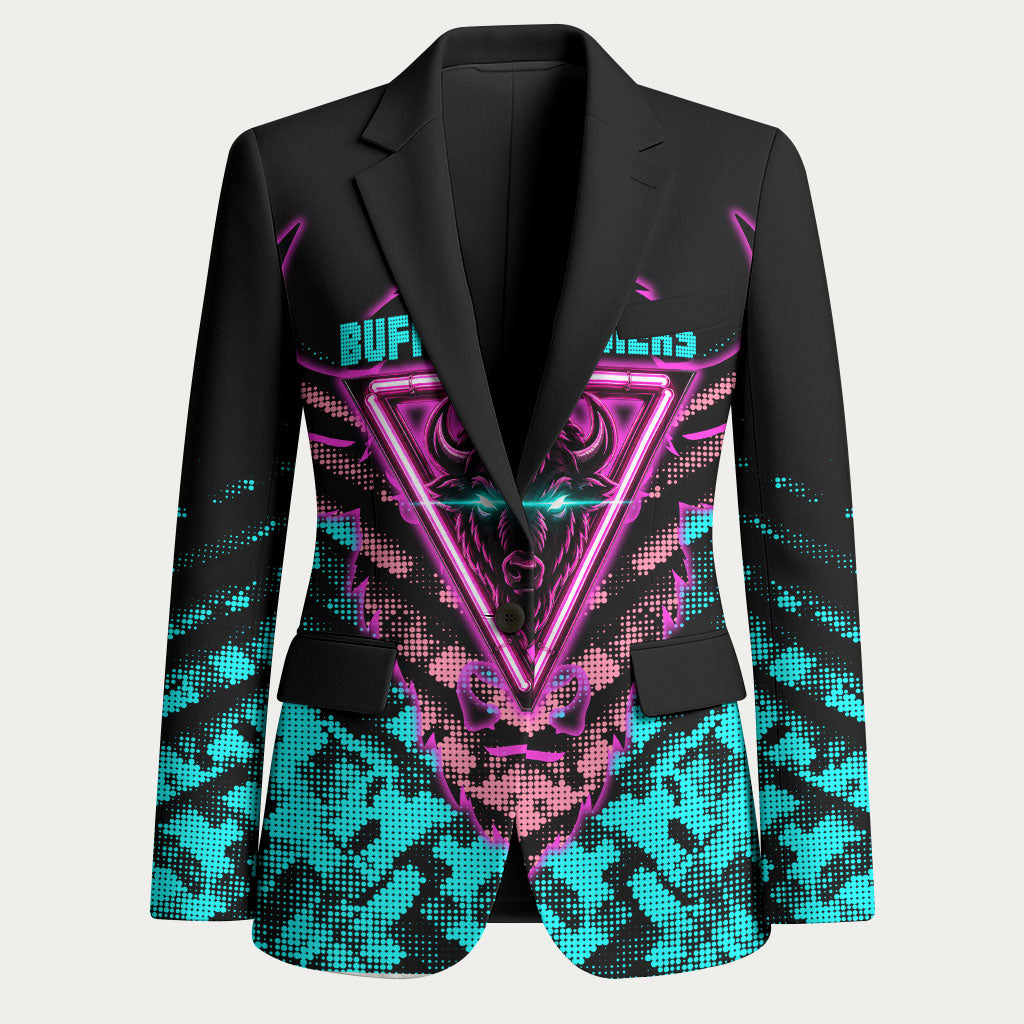 Buffalo Soldiers 9th Cavalry Regiment Blazer Cyberpunk Synthwave Neon Futuristic Graphic Art