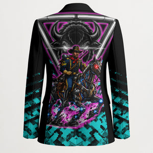 Buffalo Soldiers 9th Cavalry Regiment Blazer Cyberpunk Synthwave Neon Futuristic Graphic Art