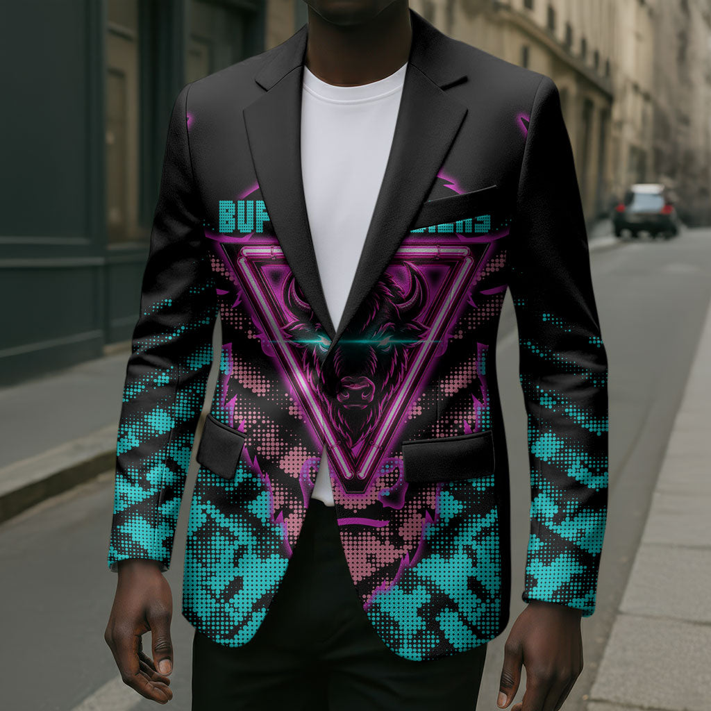 Buffalo Soldiers 9th Cavalry Regiment Blazer Cyberpunk Synthwave Neon Futuristic Graphic Art