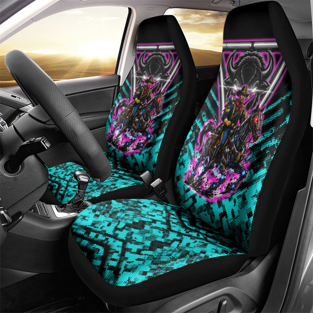 Buffalo Soldiers 9th Cavalry Regiment Car Seat Cover Cyberpunk Synthwave Neon Futuristic Graphic Art