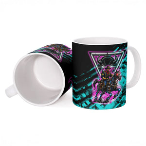 Buffalo Soldiers 9th Cavalry Regiment Ceramic Mug Cyberpunk Synthwave Neon Futuristic Graphic Art