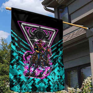 Buffalo Soldiers 9th Cavalry Regiment Garden Flag Cyberpunk Synthwave Neon Futuristic Graphic Art