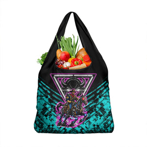 Buffalo Soldiers 9th Cavalry Regiment Grocery Bag Cyberpunk Synthwave Neon Futuristic Graphic Art