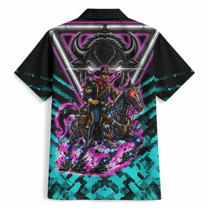 Buffalo Soldiers 9th Cavalry Regiment Hawaiian Shirt Cyberpunk Synthwave Neon Futuristic Graphic Art
