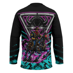 Buffalo Soldiers 9th Cavalry Regiment Hockey Jersey Cyberpunk Synthwave Neon Futuristic Graphic Art
