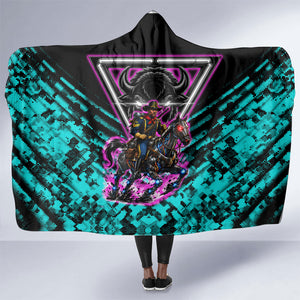 Buffalo Soldiers 9th Cavalry Regiment Hooded Blanket Cyberpunk Synthwave Neon Futuristic Graphic Art