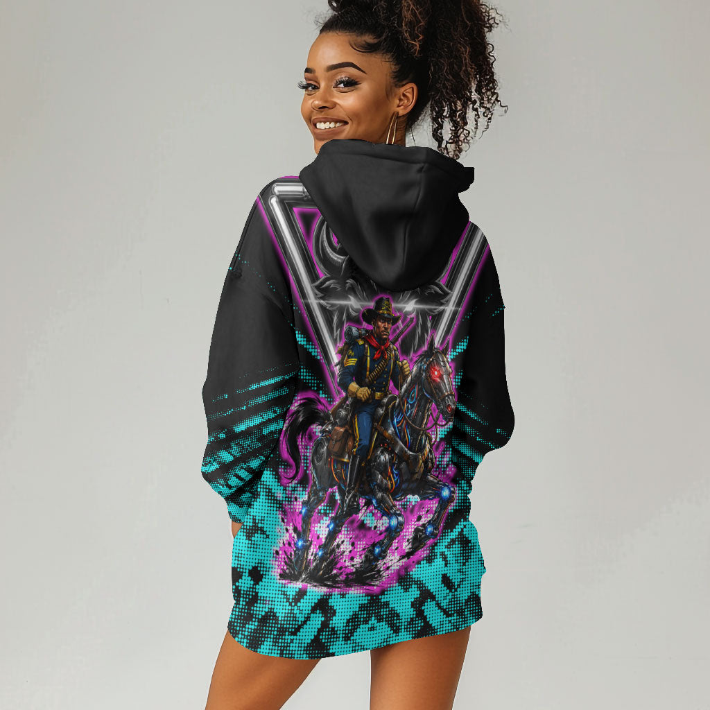 Buffalo Soldiers 9th Cavalry Regiment Hoodie Dress Cyberpunk Synthwave Neon Futuristic Graphic Art