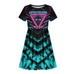 Buffalo Soldiers 9th Cavalry Regiment Kid Short Sleeve Dress Cyberpunk Synthwave Neon Futuristic Graphic Art