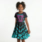Buffalo Soldiers 9th Cavalry Regiment Kid Short Sleeve Dress Cyberpunk Synthwave Neon Futuristic Graphic Art