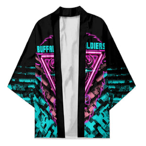 Buffalo Soldiers 9th Cavalry Regiment Kimono Cyberpunk Synthwave Neon Futuristic Graphic Art