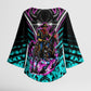Buffalo Soldiers 9th Cavalry Regiment Kimono Sleeve Blouse Cyberpunk Synthwave Neon Futuristic Graphic Art
