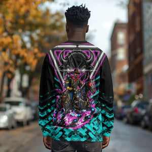 Buffalo Soldiers 9th Cavalry Regiment Long Sleeve Shirt Cyberpunk Synthwave Neon Futuristic Graphic Art
