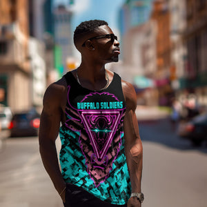 Buffalo Soldiers 9th Cavalry Regiment Men Tank Top Cyberpunk Synthwave Neon Futuristic Graphic Art