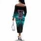 Buffalo Soldiers 9th Cavalry Regiment Off The Shoulder Long Sleeve Dress Cyberpunk Synthwave Neon Futuristic Graphic Art