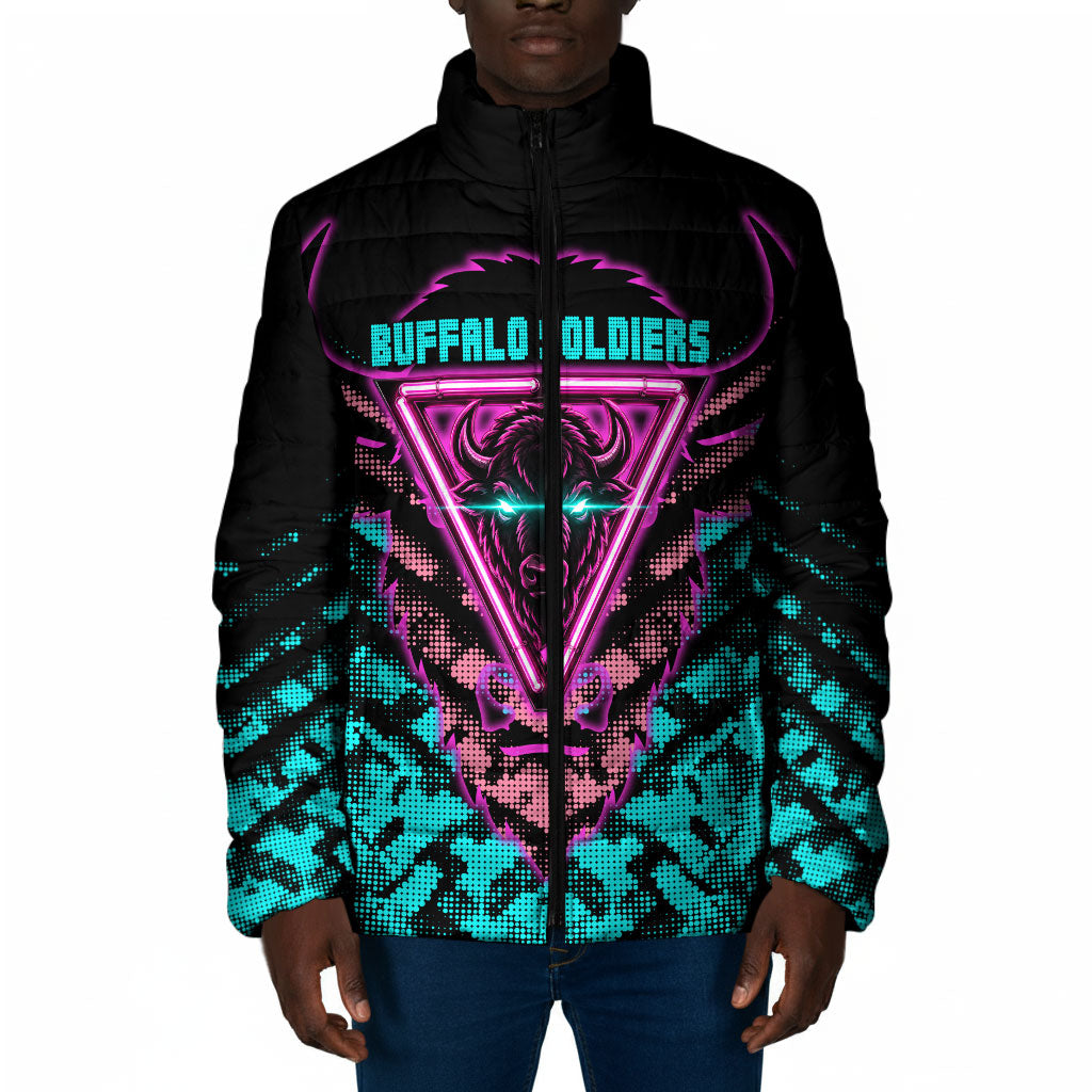 Buffalo Soldiers 9th Cavalry Regiment Padded Jacket Cyberpunk Synthwave Neon Futuristic Graphic Art