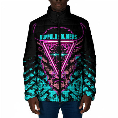 Buffalo Soldiers 9th Cavalry Regiment Padded Jacket Cyberpunk Synthwave Neon Futuristic Graphic Art