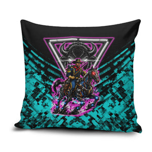 Buffalo Soldiers 9th Cavalry Regiment Pillow Cover Cyberpunk Synthwave Neon Futuristic Graphic Art