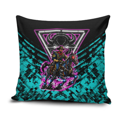 Buffalo Soldiers 9th Cavalry Regiment Pillow Cover Cyberpunk Synthwave Neon Futuristic Graphic Art