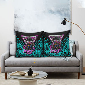Buffalo Soldiers 9th Cavalry Regiment Pillow Cover Cyberpunk Synthwave Neon Futuristic Graphic Art