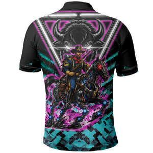 Buffalo Soldiers 9th Cavalry Regiment Polo Shirt Cyberpunk Synthwave Neon Futuristic Graphic Art