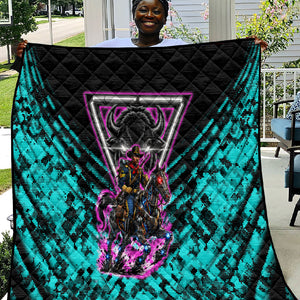 Buffalo Soldiers 9th Cavalry Regiment Quilt Cyberpunk Synthwave Neon Futuristic Graphic Art