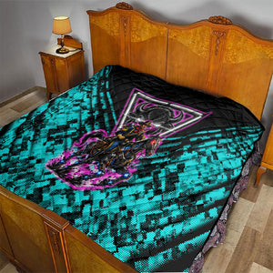 Buffalo Soldiers 9th Cavalry Regiment Quilt Cyberpunk Synthwave Neon Futuristic Graphic Art