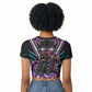 Buffalo Soldiers 9th Cavalry Regiment Raglan Cropped T shirt Cyberpunk Synthwave Neon Futuristic Graphic Art