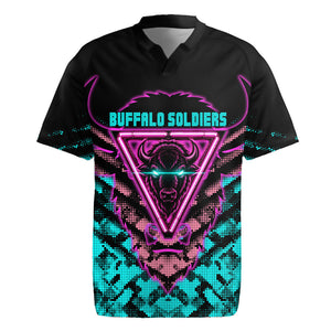 Buffalo Soldiers 9th Cavalry Regiment Rugby Jersey Cyberpunk Synthwave Neon Futuristic Graphic Art