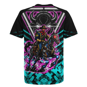 Buffalo Soldiers 9th Cavalry Regiment Rugby Jersey Cyberpunk Synthwave Neon Futuristic Graphic Art