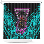 Buffalo Soldiers 9th Cavalry Regiment Shower Curtain Cyberpunk Synthwave Neon Futuristic Graphic Art