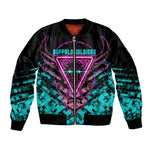 Buffalo Soldiers 9th Cavalry Regiment Sleeve Zip Bomber Jacket Cyberpunk Synthwave Neon Futuristic Graphic Art