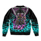 Buffalo Soldiers 9th Cavalry Regiment Sleeve Zip Bomber Jacket Cyberpunk Synthwave Neon Futuristic Graphic Art