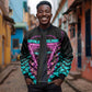 Buffalo Soldiers 9th Cavalry Regiment Sleeve Zip Bomber Jacket Cyberpunk Synthwave Neon Futuristic Graphic Art