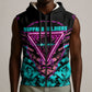 Buffalo Soldiers 9th Cavalry Regiment Sleeveless Zip Hoodie Cyberpunk Synthwave Neon Futuristic Graphic Art