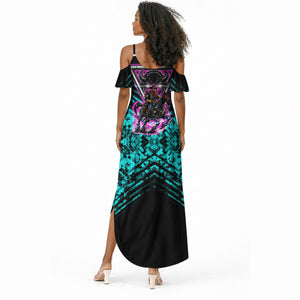 Buffalo Soldiers 9th Cavalry Regiment Summer Maxi Dress Cyberpunk Synthwave Neon Futuristic Graphic Art