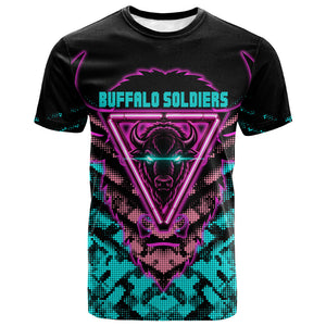 Buffalo Soldiers 9th Cavalry Regiment T shirt Cyberpunk Synthwave Neon Futuristic Graphic Art