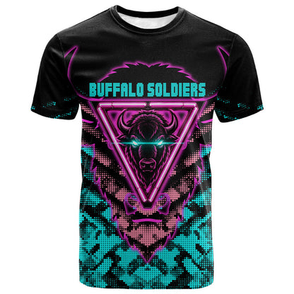 Buffalo Soldiers 9th Cavalry Regiment T shirt Cyberpunk Synthwave Neon Futuristic Graphic Art
