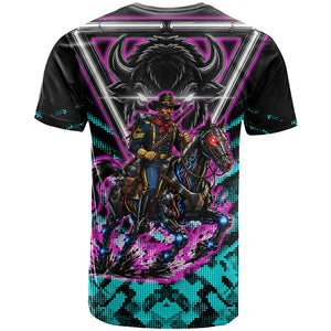 Buffalo Soldiers 9th Cavalry Regiment T shirt Cyberpunk Synthwave Neon Futuristic Graphic Art