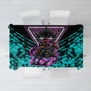 Buffalo Soldiers 9th Cavalry Regiment Tablecloth Cyberpunk Synthwave Neon Futuristic Graphic Art