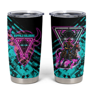 Buffalo Soldiers 9th Cavalry Regiment Tumbler Cup Cyberpunk Synthwave Neon Futuristic Graphic Art