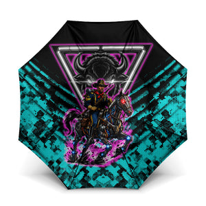 Buffalo Soldiers 9th Cavalry Regiment Umbrella Cyberpunk Synthwave Neon Futuristic Graphic Art