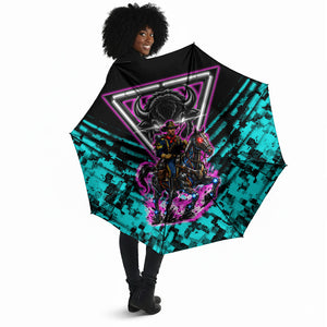 Buffalo Soldiers 9th Cavalry Regiment Umbrella Cyberpunk Synthwave Neon Futuristic Graphic Art