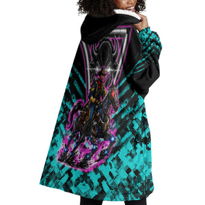 Buffalo Soldiers 9th Cavalry Regiment Wearable Blanket Hoodie Cyberpunk Synthwave Neon Futuristic Graphic Art