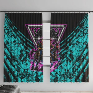 Buffalo Soldiers 9th Cavalry Regiment Window Curtain Cyberpunk Synthwave Neon Futuristic Graphic Art