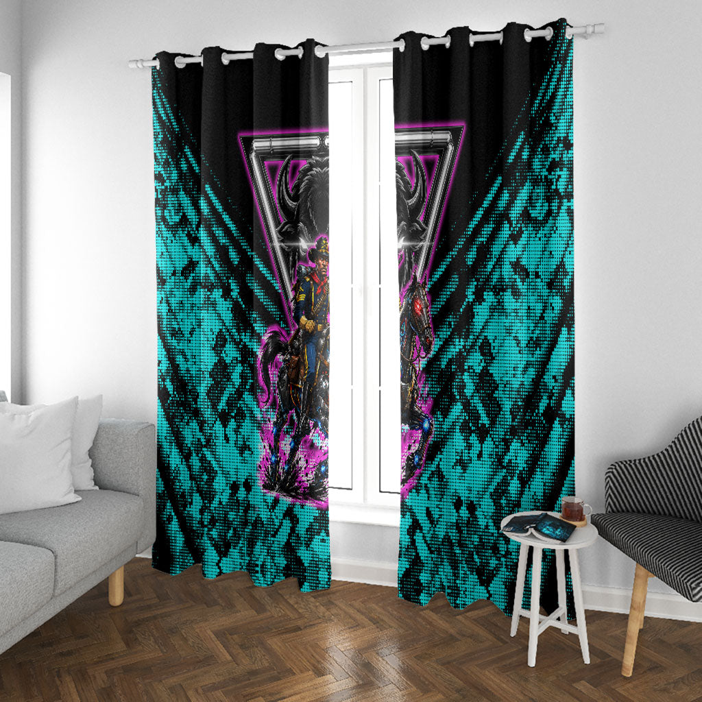 Buffalo Soldiers 9th Cavalry Regiment Window Curtain Cyberpunk Synthwave Neon Futuristic Graphic Art